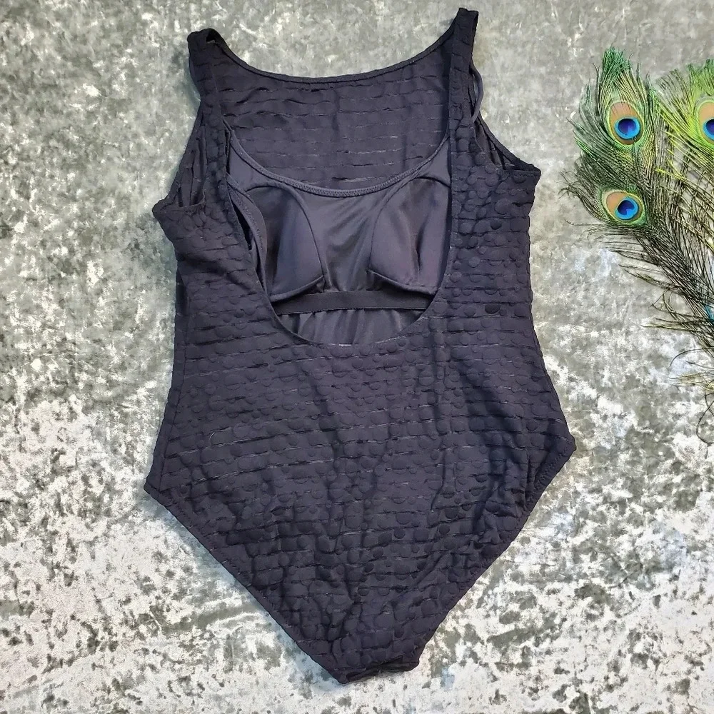 Anne‎ Cole Black High Neck Sheer Swimsuit